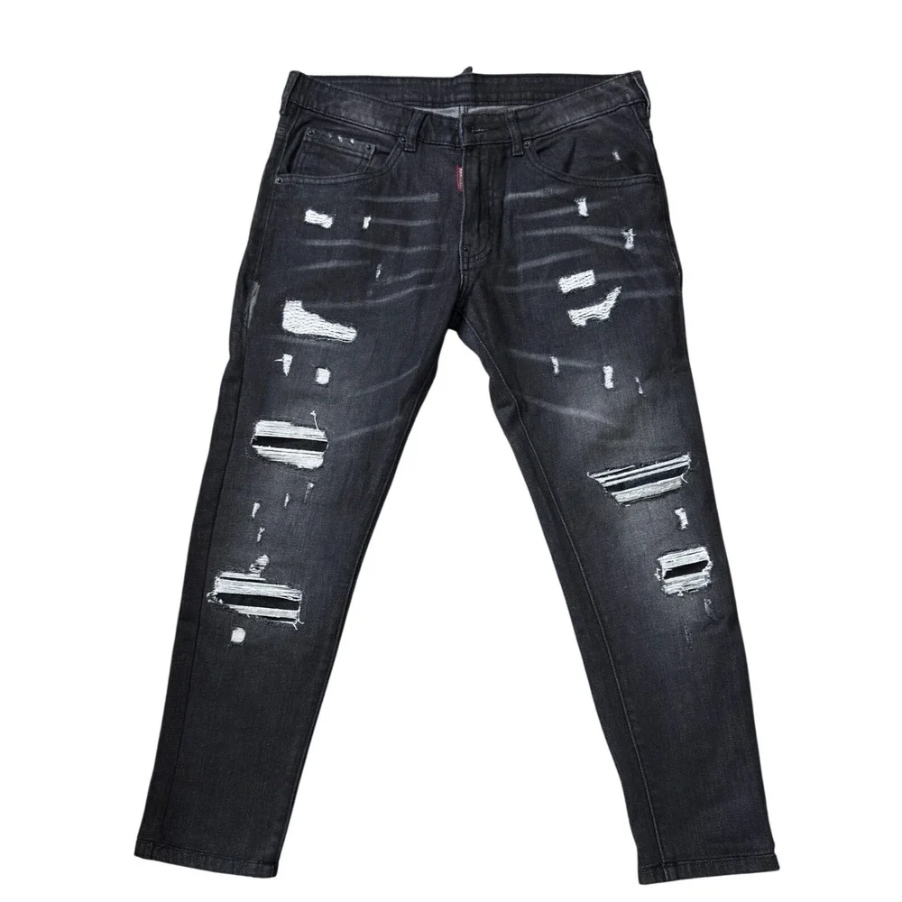 Dsquared2 Classic Kenny Jeans Mens 50 Distressed‎ Black Denim Italy jj20